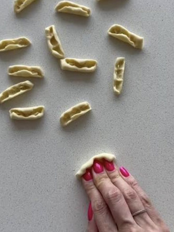 Capunti pressed with three fingers