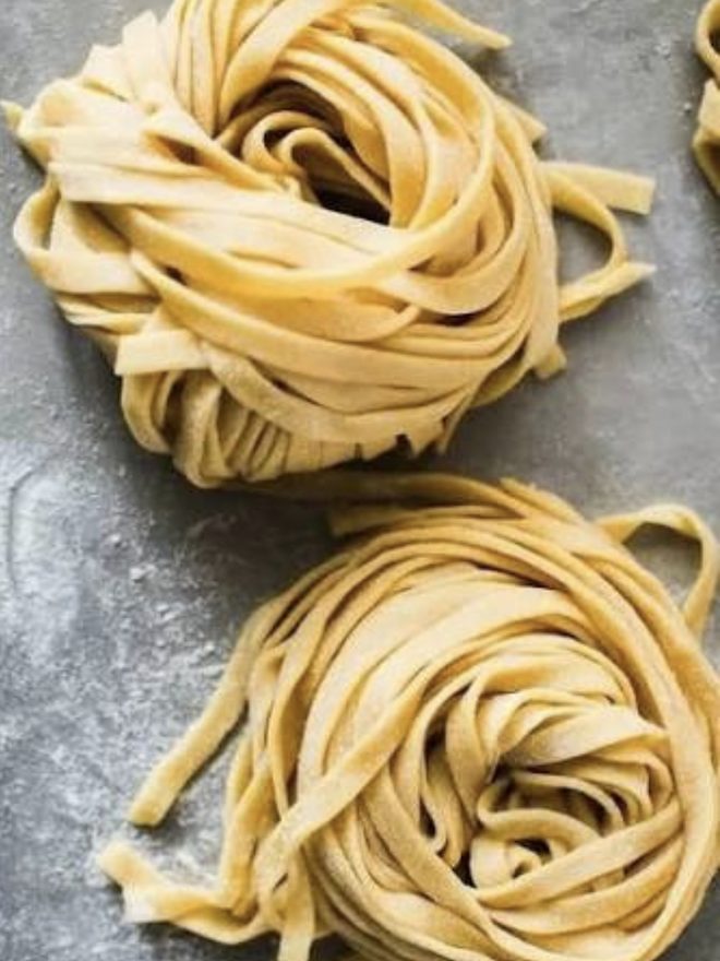 Nests of straight-cut tagliatelle